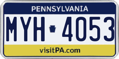 PA license plate MYH4053