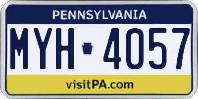 PA license plate MYH4057