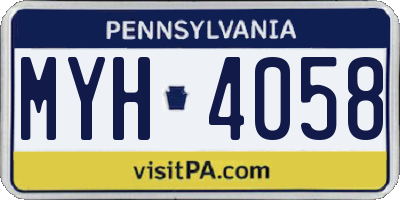 PA license plate MYH4058