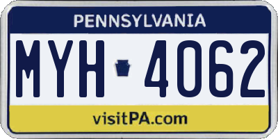 PA license plate MYH4062