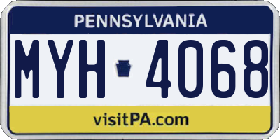 PA license plate MYH4068