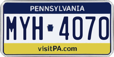 PA license plate MYH4070
