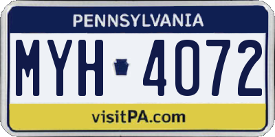 PA license plate MYH4072