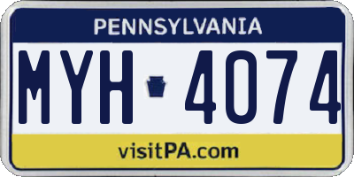 PA license plate MYH4074