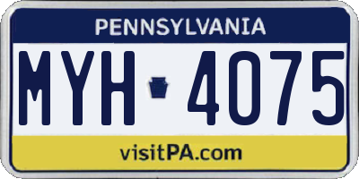 PA license plate MYH4075