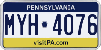PA license plate MYH4076