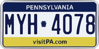 PA license plate MYH4078