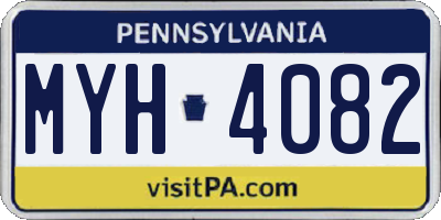 PA license plate MYH4082