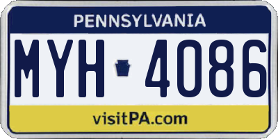 PA license plate MYH4086
