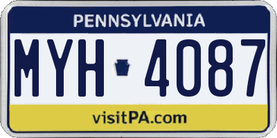PA license plate MYH4087