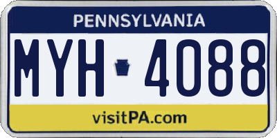 PA license plate MYH4088