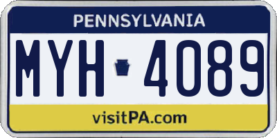 PA license plate MYH4089