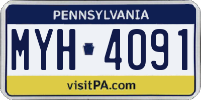 PA license plate MYH4091