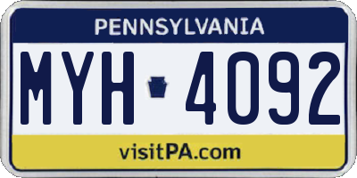 PA license plate MYH4092