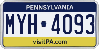 PA license plate MYH4093