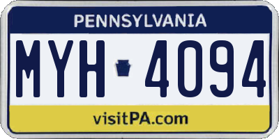 PA license plate MYH4094