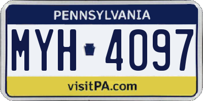 PA license plate MYH4097