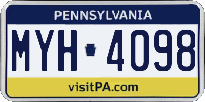 PA license plate MYH4098