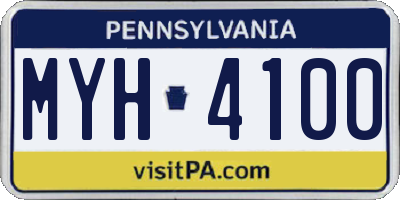 PA license plate MYH4100