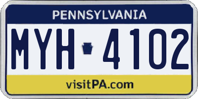 PA license plate MYH4102