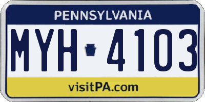 PA license plate MYH4103