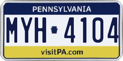 PA license plate MYH4104