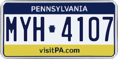 PA license plate MYH4107