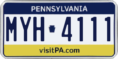 PA license plate MYH4111