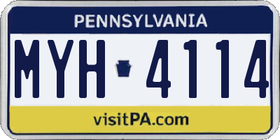 PA license plate MYH4114