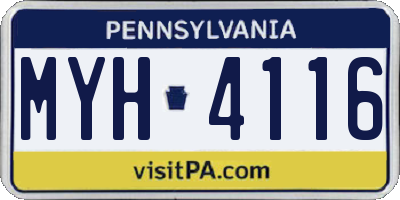 PA license plate MYH4116