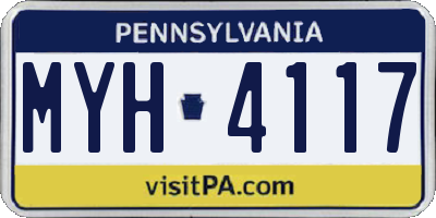PA license plate MYH4117