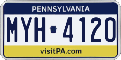 PA license plate MYH4120