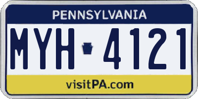 PA license plate MYH4121