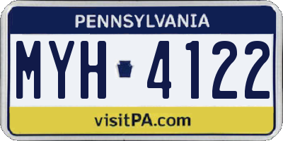 PA license plate MYH4122