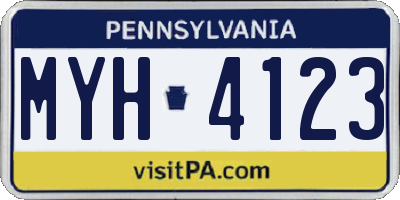 PA license plate MYH4123
