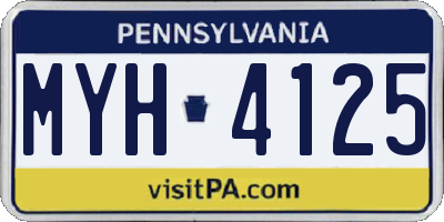 PA license plate MYH4125