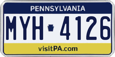 PA license plate MYH4126