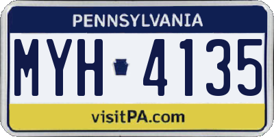 PA license plate MYH4135