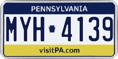 PA license plate MYH4139