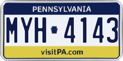PA license plate MYH4143