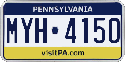 PA license plate MYH4150