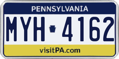 PA license plate MYH4162