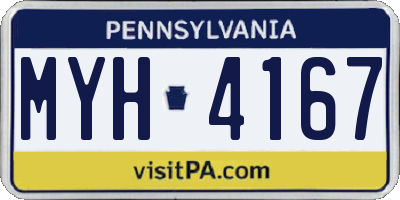 PA license plate MYH4167