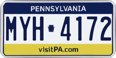PA license plate MYH4172