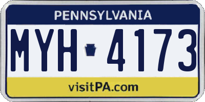 PA license plate MYH4173