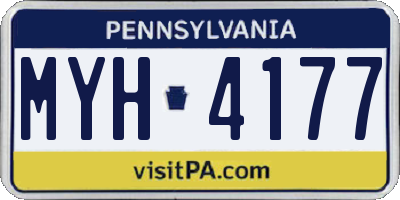 PA license plate MYH4177