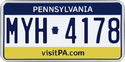 PA license plate MYH4178