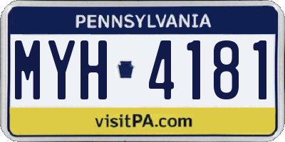 PA license plate MYH4181