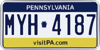 PA license plate MYH4187