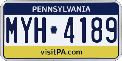 PA license plate MYH4189